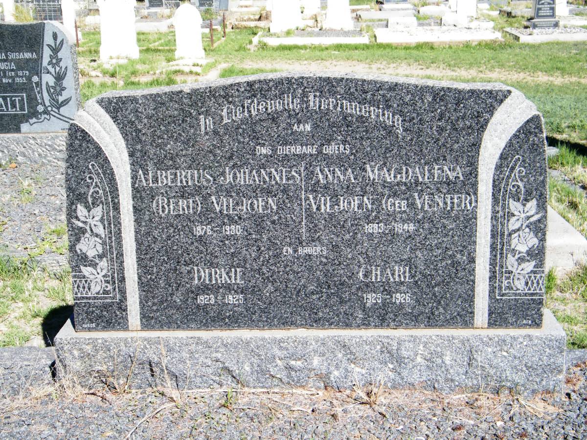 VILJOEN Albertus Johannes 1876-1930 &amp; Anna Magdalena VENTER 1883-1948