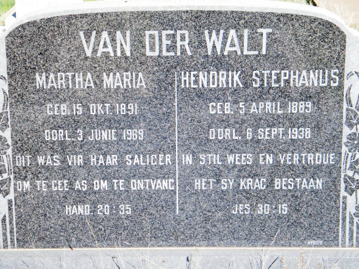 WALT Hendrik Stephanus, van der 1889-1938 &amp; Martha Maria 1891-1969