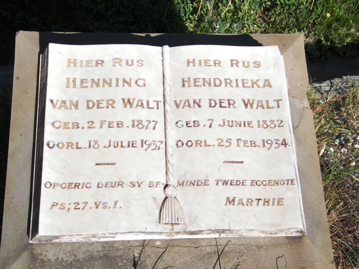 WALT Henning, van der 1877-1937 &amp; Hendrieka 1882-1934