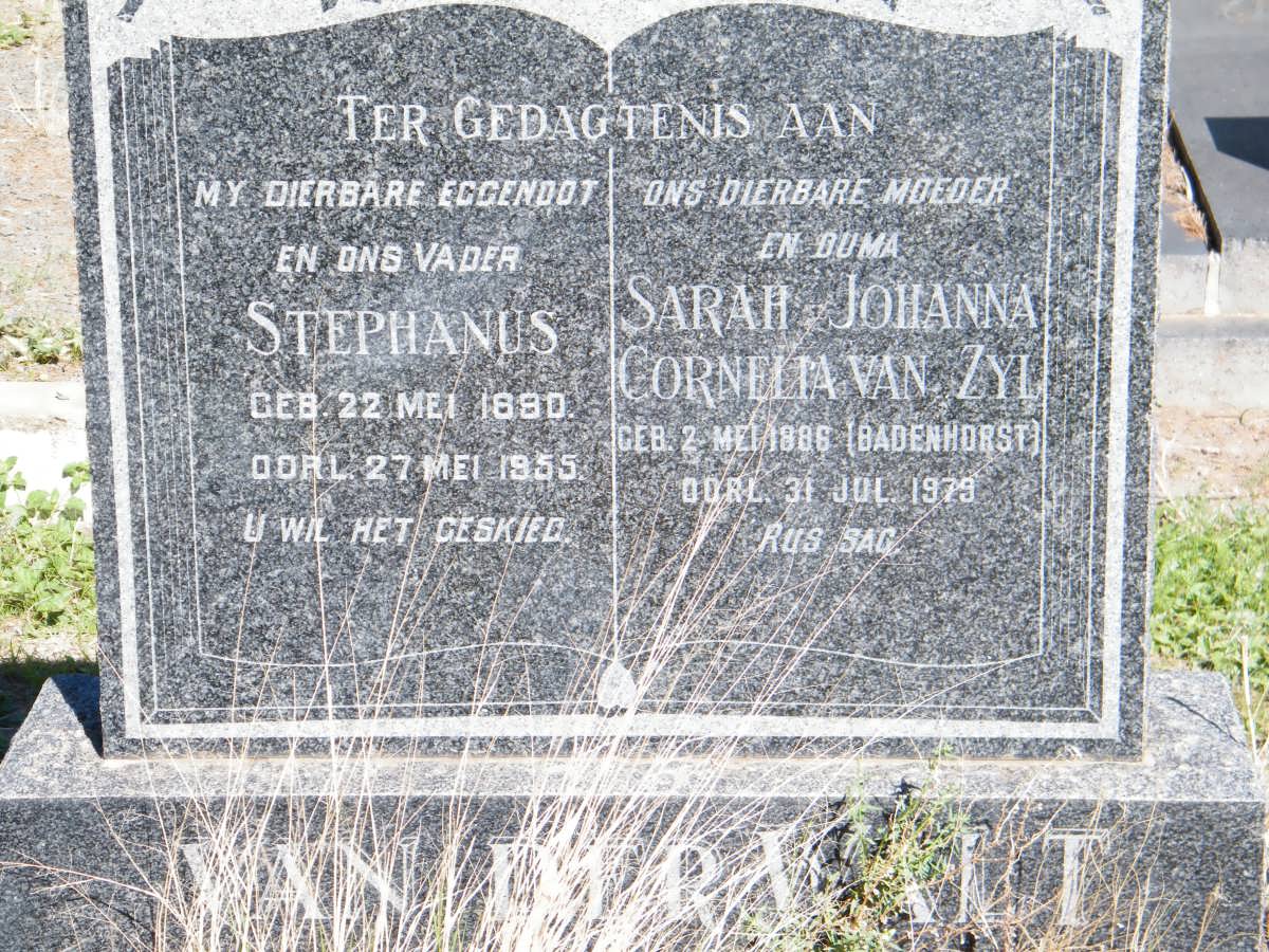 WALT Stephanus, van der 1880-1955 &amp; VAN ZYL Sarah Johanna Cornelia voorheen VAN DER WALT nee BADENHORST 1886-1979