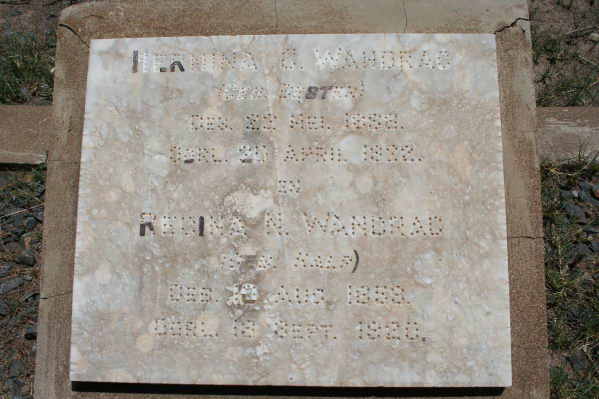 WANDRAG Hermina ?. nee BESTER 1888-1922 :: WANDRAG Regina N. nee KALP 185?-1920