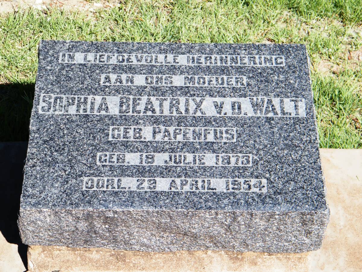 WALT Sophia Beatrix, v.d. nee PAPENFUS 1873-1954