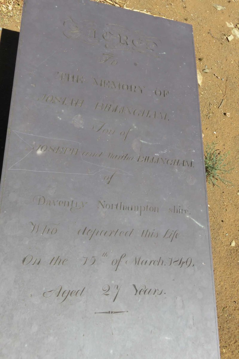 BILLINGHAM Josiah -1849