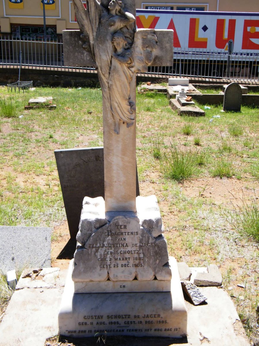 JAGER Ella Justina, de nee SCHOLTZ 1882-1905 :: DE JAGER Gustav Scholtz 1905-1905
