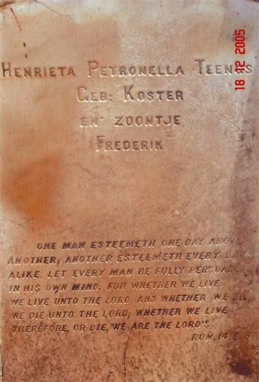 TEENGS Henrieta Petronella nee KOSTER :: TEENGS Frederik