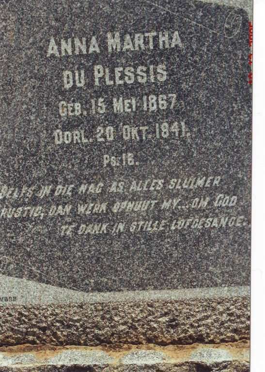 PLESSIS Anna Martha, du 1867-1941