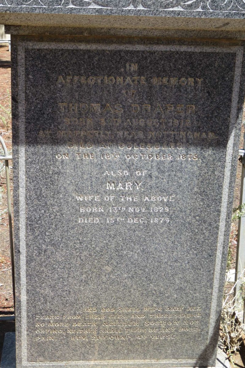 DRAPER Thomas 1812-1875 &amp; Mary 1829-1879