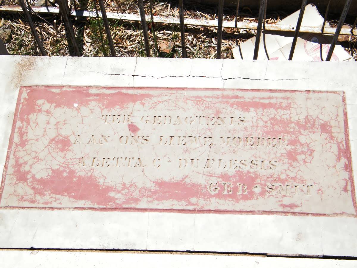 PLESSIS Aletta C., du nee SMIT