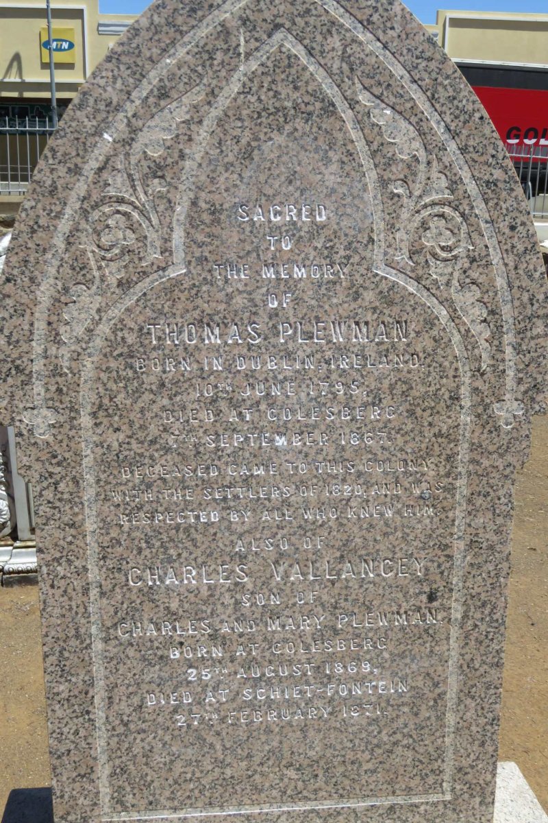 PLEWMAN Thomas 1795-1867 :: PLEWMAN Charles Vallancey 1869-1871