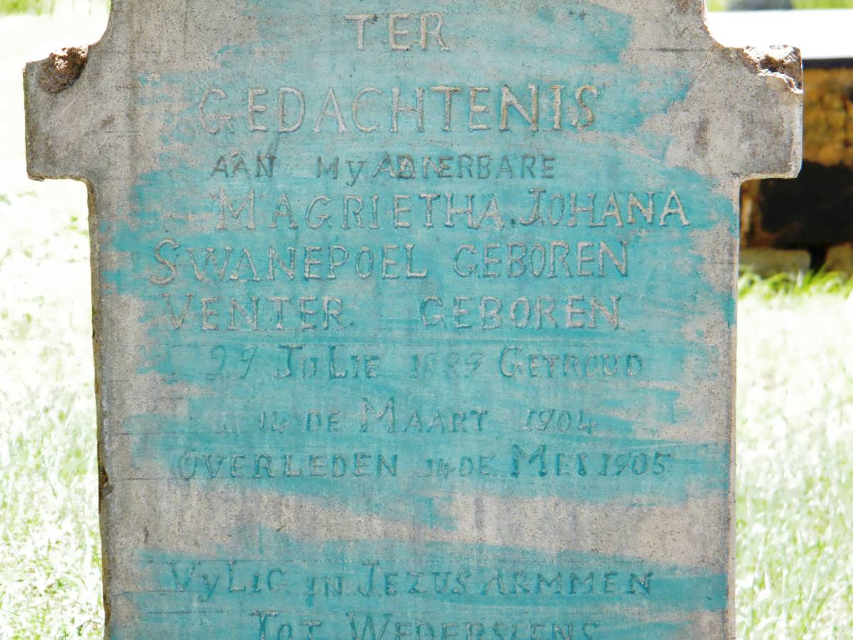 SWANEPOEL Magrietha Johana nee VENTER 1889-1905