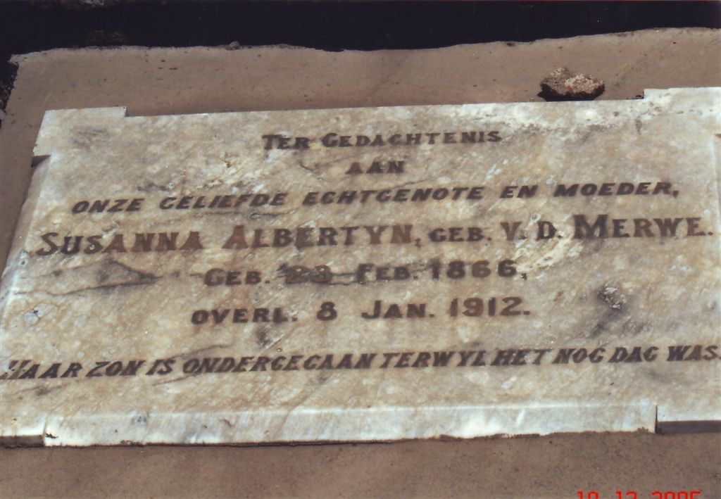ALBERTYN Susanna nee V.D. MERWE 1866-1912