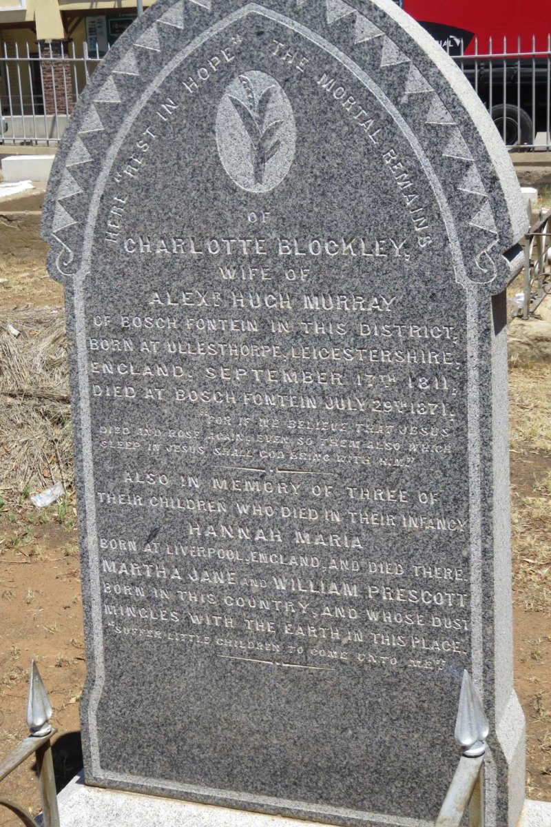 MURRAY Charlotte nee BLOCKLEY 1811-1871 :: MURRAY Hannah Maria :: MURRAY Martha Jane :: MURRAY William Prescott