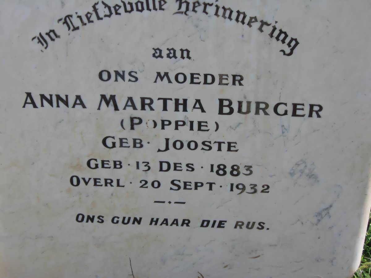 BURGER Anna Martha JOOSTE 1883-1932 _Poppie_