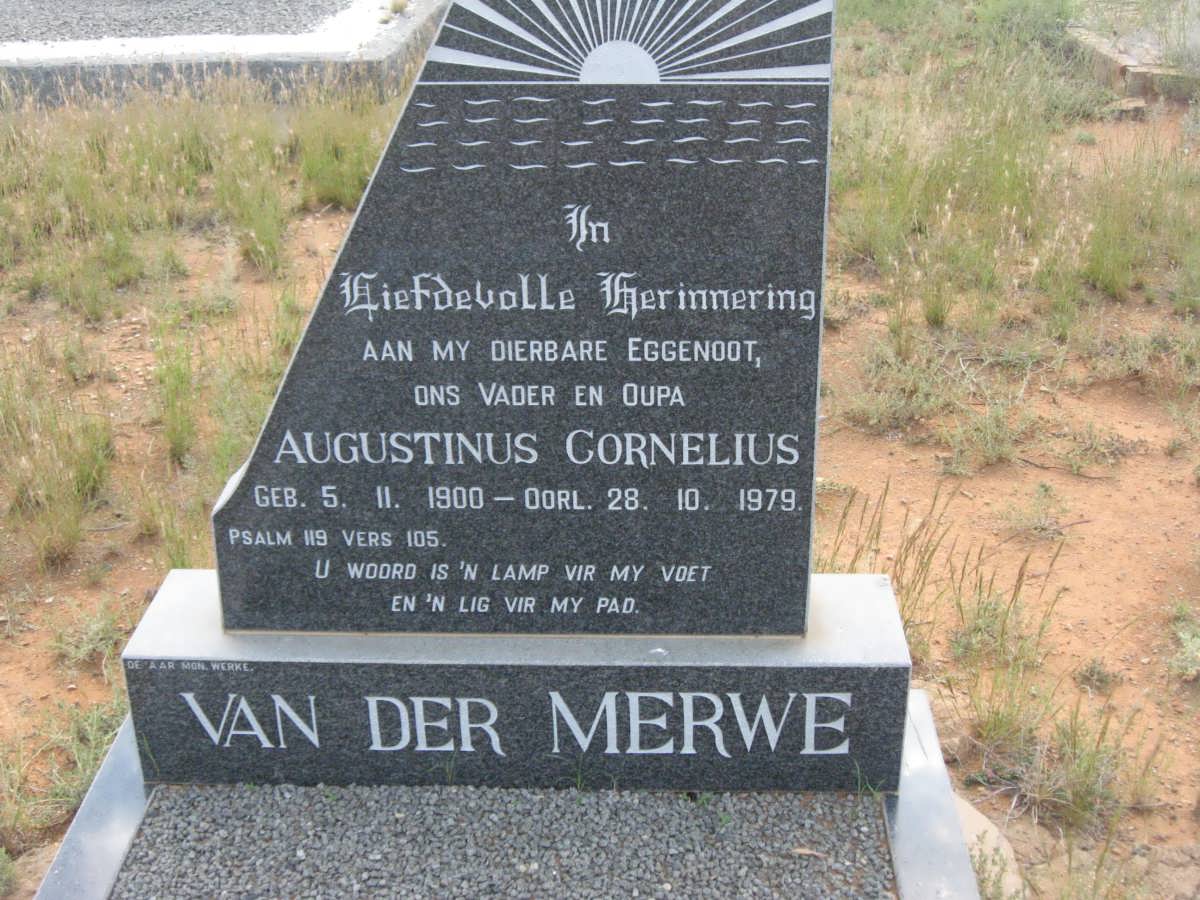 VAN DER MERWE Augustinus Cornelius 1900-1979