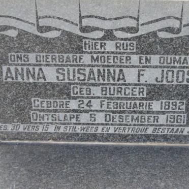 JOOSTE Anna Susanna F BURGER 1892-1961