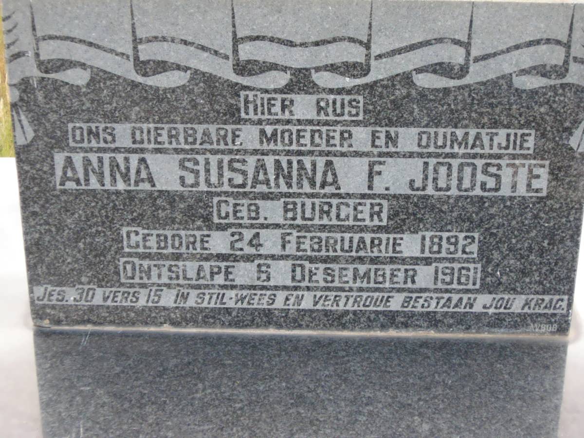 JOOSTE Anna Susanna F BURGER 1892-1961
