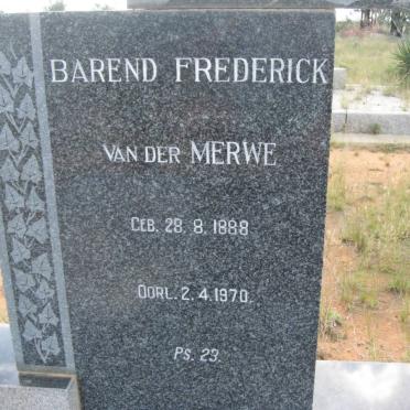 VAN DER MERWE Barend Frederick 1888-1970