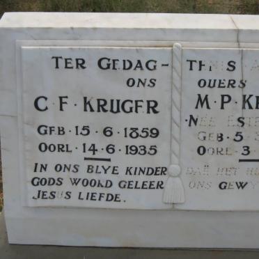 KRUGER C.F. 1859-1935 & M.P. ESTERHUIZEN 1860-1930 