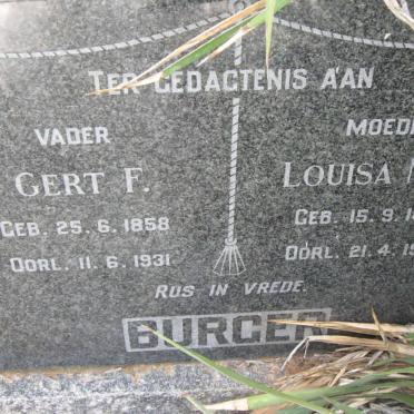 BURGER Gert F. 1858-1931 & Louisa M.W. 1864-1950