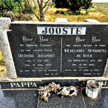 JOOSTE Diederik Johannes 1912-1966 & Wilhelmina Hendriena De Kock BRESLER 1915-1993 