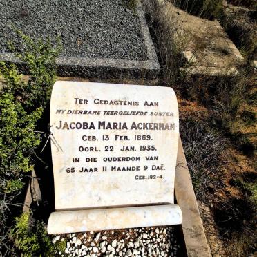 ACKERMAN Jacoba Maria 1869-1935