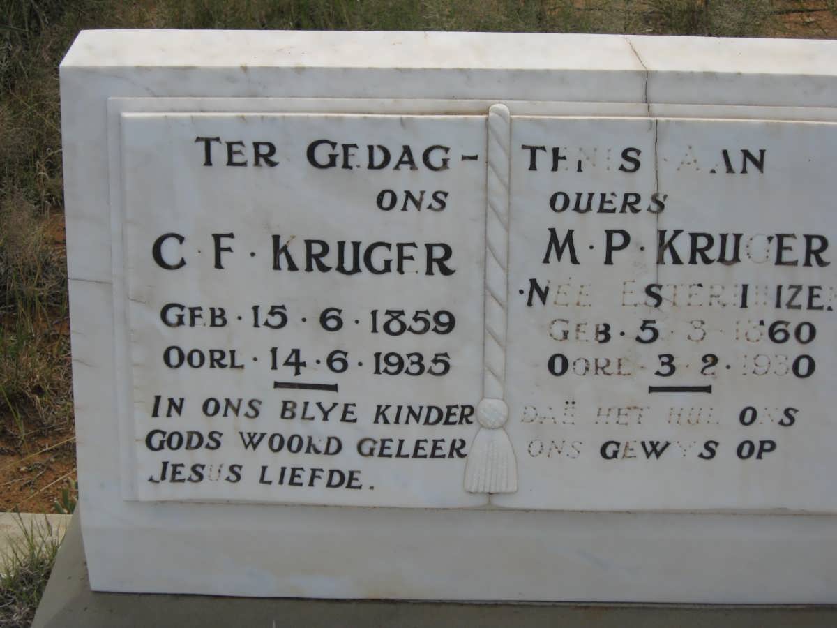 KRUGER C.F. 1859-1935 & M.P. ESTERHUIZEN 1860-1930 