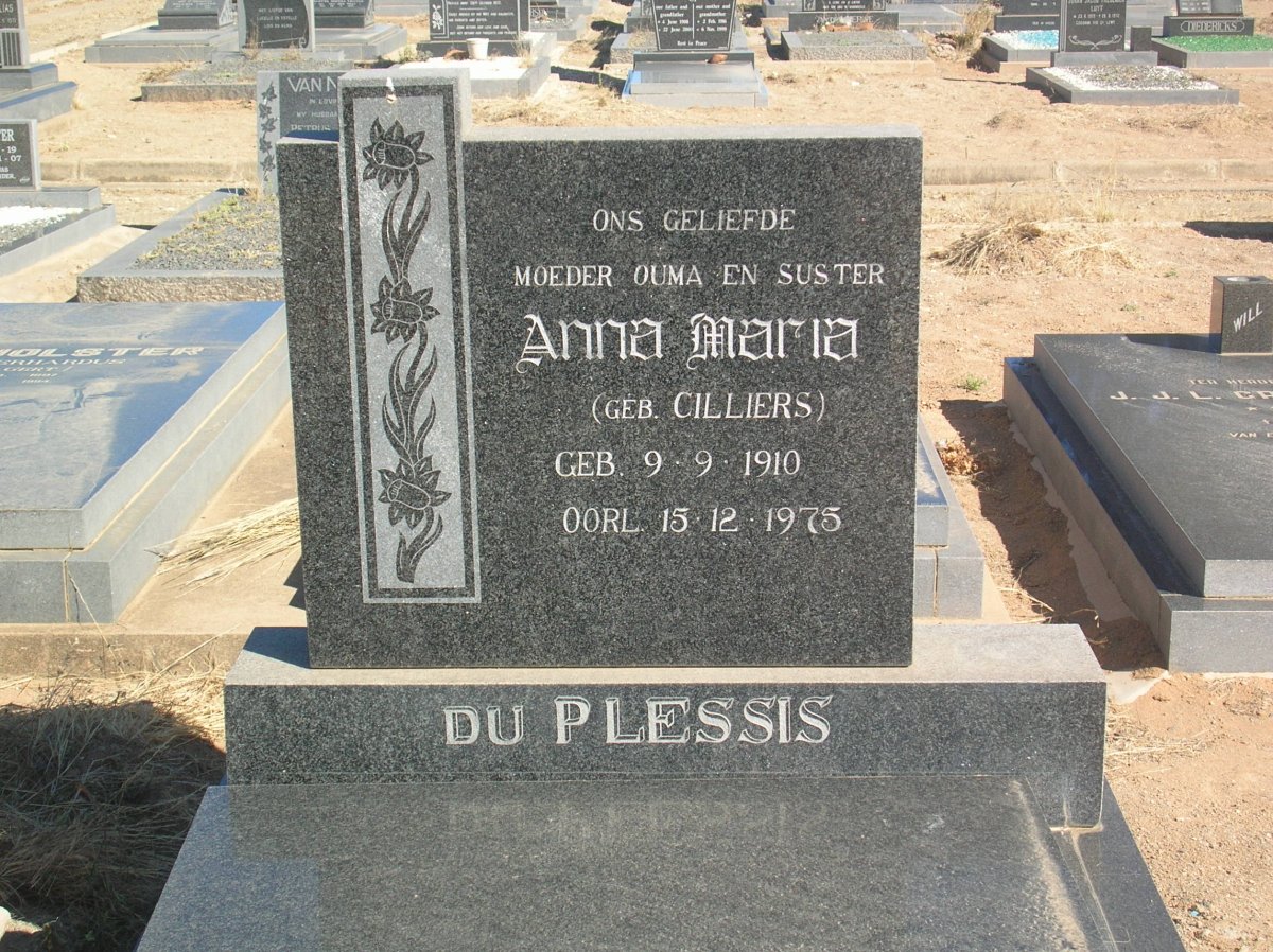 PLESSIS Anna Maria, du nee CILLIERS 1910-1975