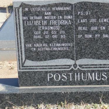 POSTHUMUS Elizabeth Fredrika nee ERASMUS 1920-1993
