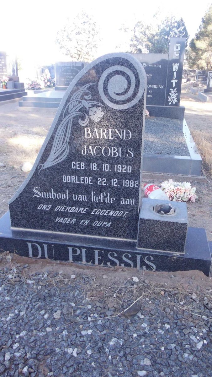 PLESSIS Barend Jacobus, du 1920-1982