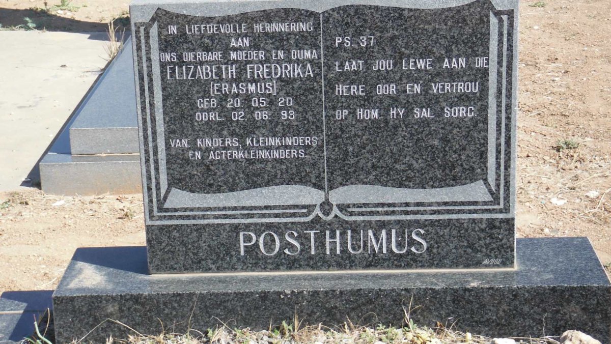 POSTHUMUS Elizabeth Fredrika nee ERASMUS 1920-1993
