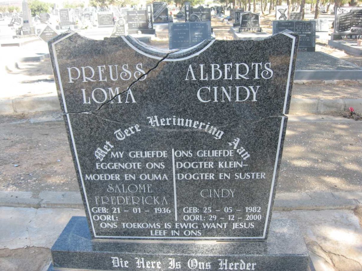 PREUSS Salome Fredericka 1936- :: ALBERTS Cindy 1982-2000