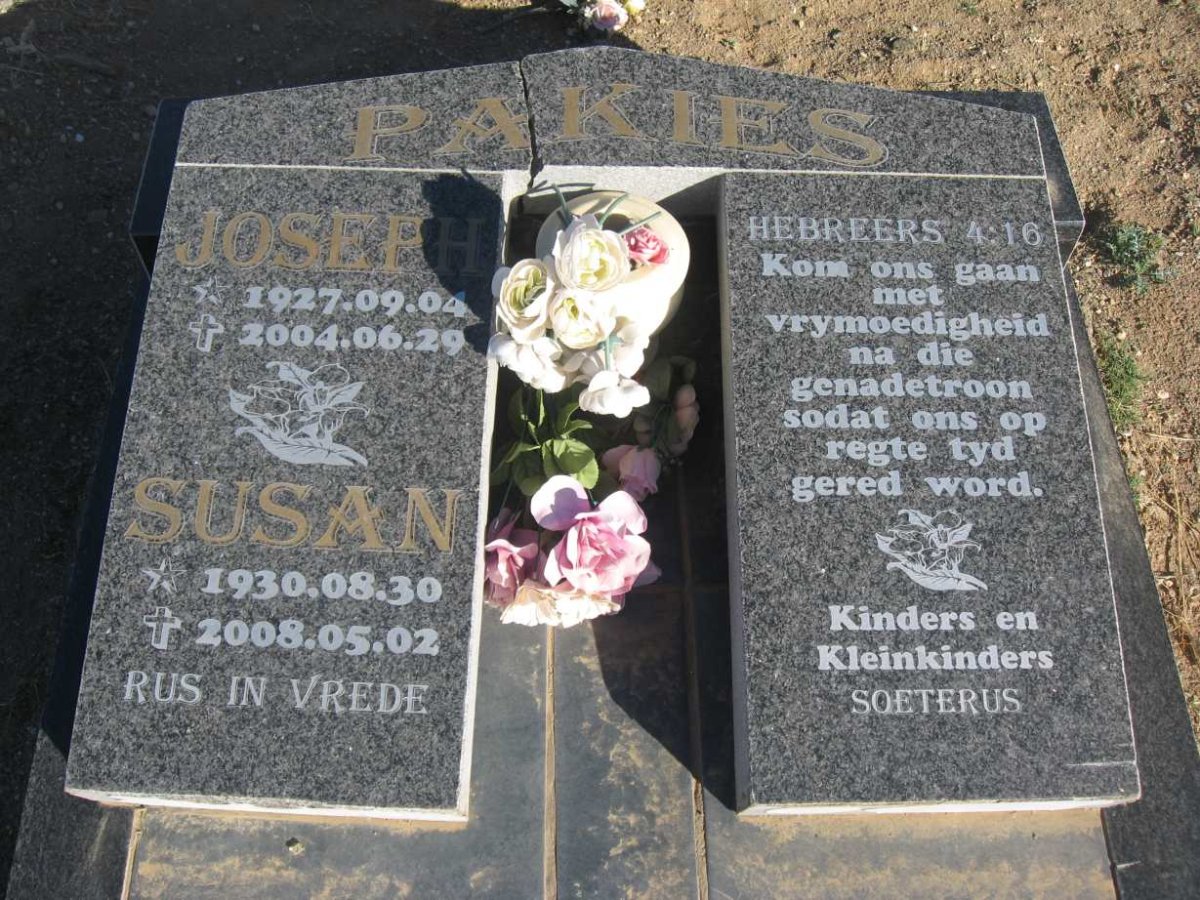 PAKKIES Joseph 1927-2004 &amp; Susan 1930-2008