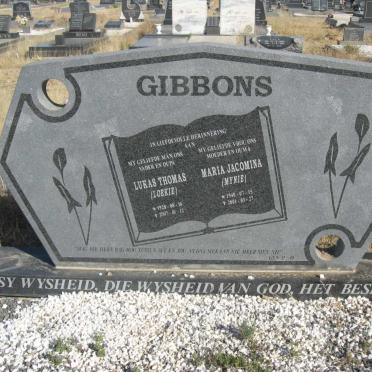 GIBBONS Lukas Thomas 1928-2007 &amp; Maria Jacomina 1940-2001