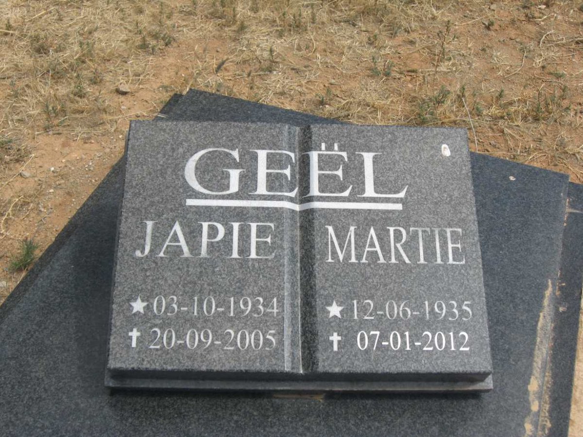 GEEL Japie 1934-2005 &amp; Martie 1935-2012