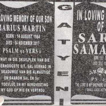 GATYENI Marius Martin 1984-2017 &amp; Sara Samaria