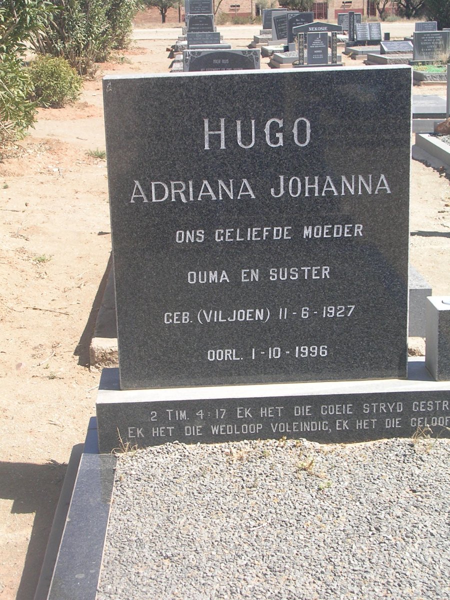 HUGO Adriana Johanna nee VILJOEN 1927-1996