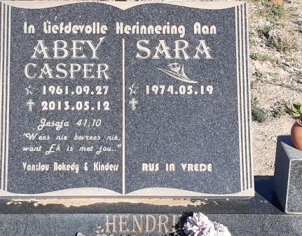 HENDRIKS Abey Casper 1961-2013 &amp; Sara 1974-