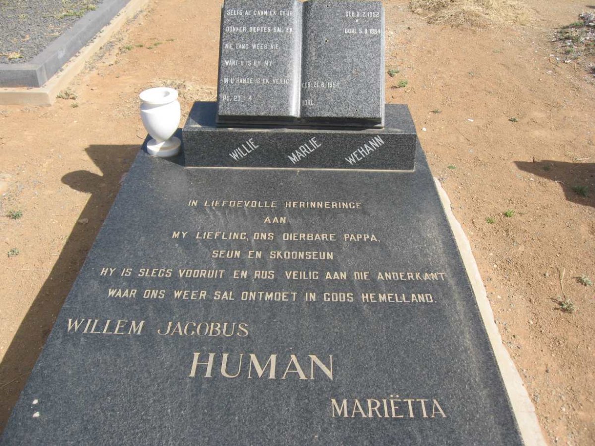 HUMAN Willem Jacobus 1952-1984 &amp; Mariëtta 1952-