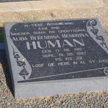 HUMAN Alida Berendina Hendrina 1912-1997