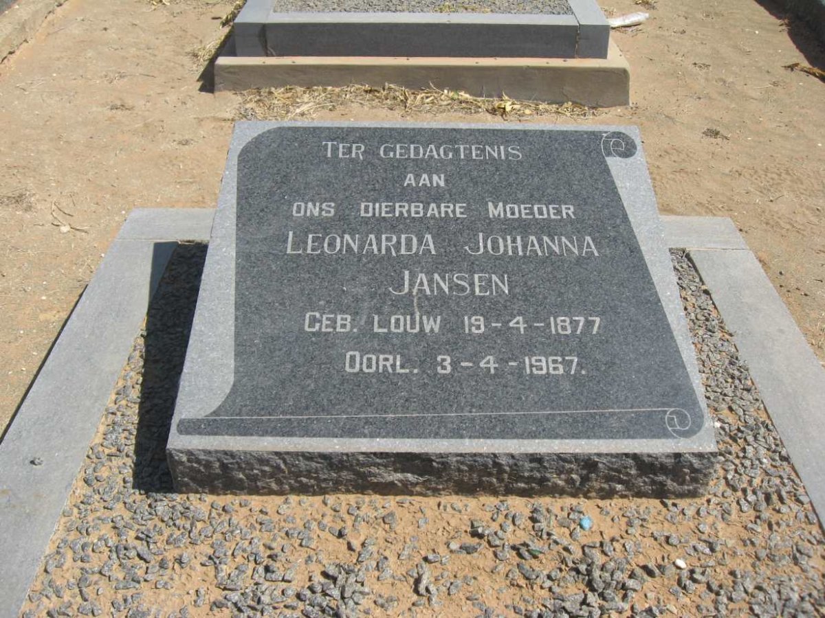 JANSEN Leonarda Johanna nee LOUW 1877-1967