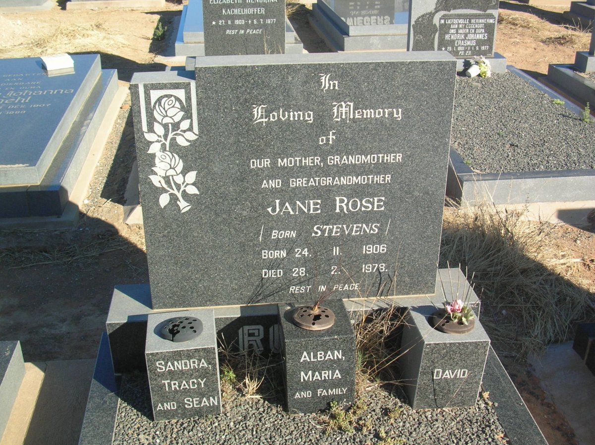 ROSE Jane nee STEVENS 1906-1978