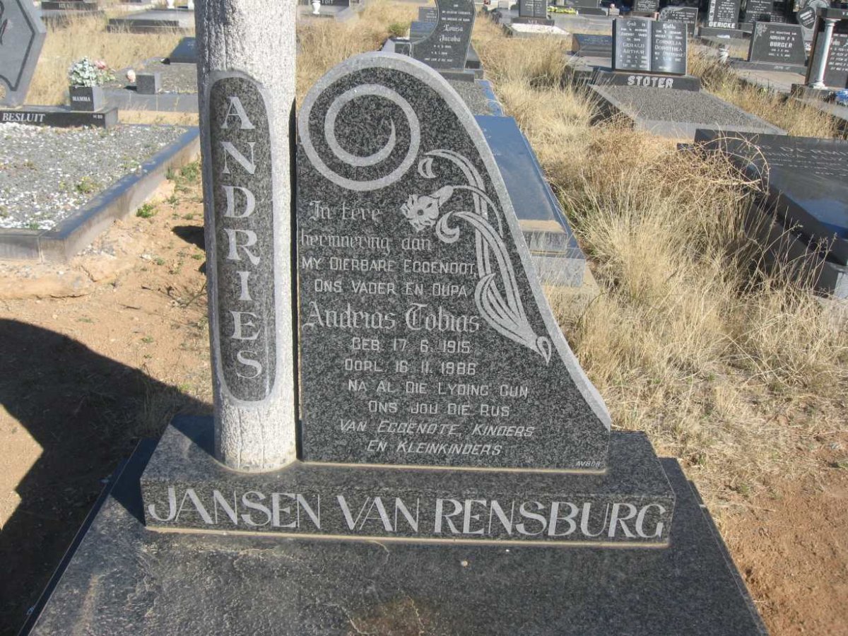 RENSBURG Andrias Tobias, Jansen van 1915-1986
