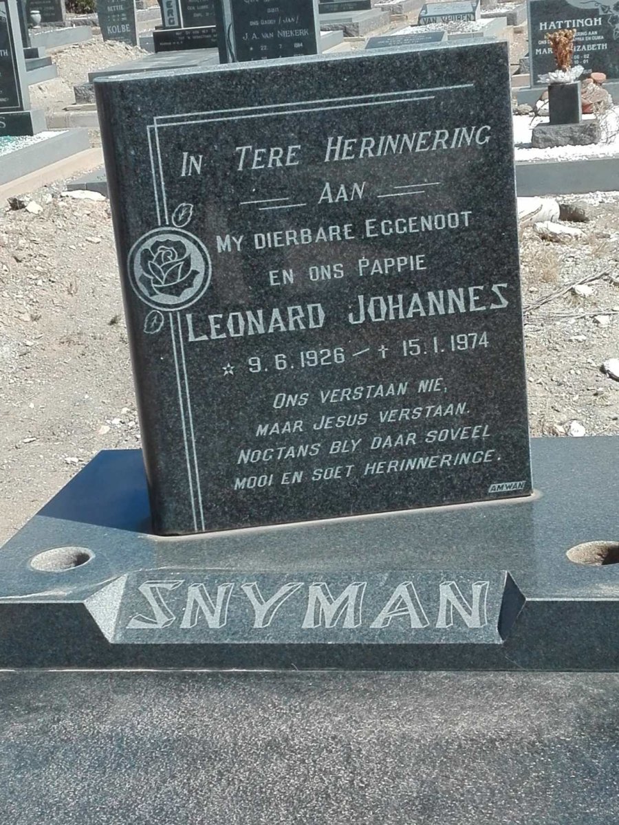 SNYMAN Leonard Johannes 1926-1974