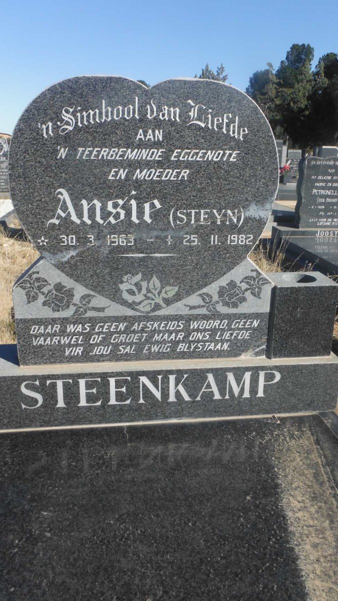 STEENKAMP Ansie nee STEYN 1963-1982