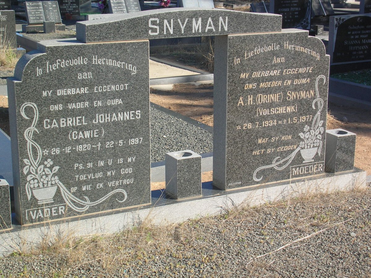 SNYMAN Gabriel Johannes 1920-1997 &amp; A.H. VOLSCHENK 1934-1977