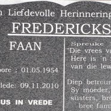 FREDERICKS Faan 1954-2010