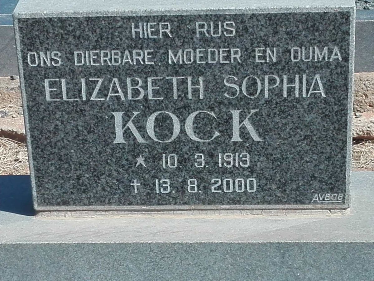 KOCK Elizabeth Sophia 1913-2000