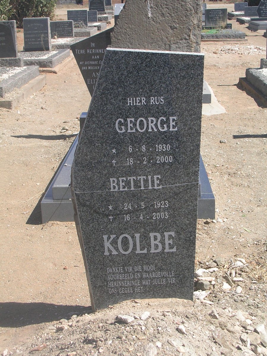 KOLBE George 1930-2000 &amp; Bettie 1923-2003