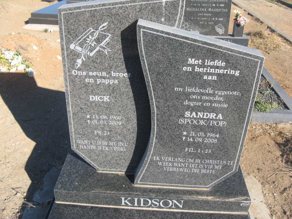 KIDSON Dick 1960-2009 &amp; Sandra 1964-2008