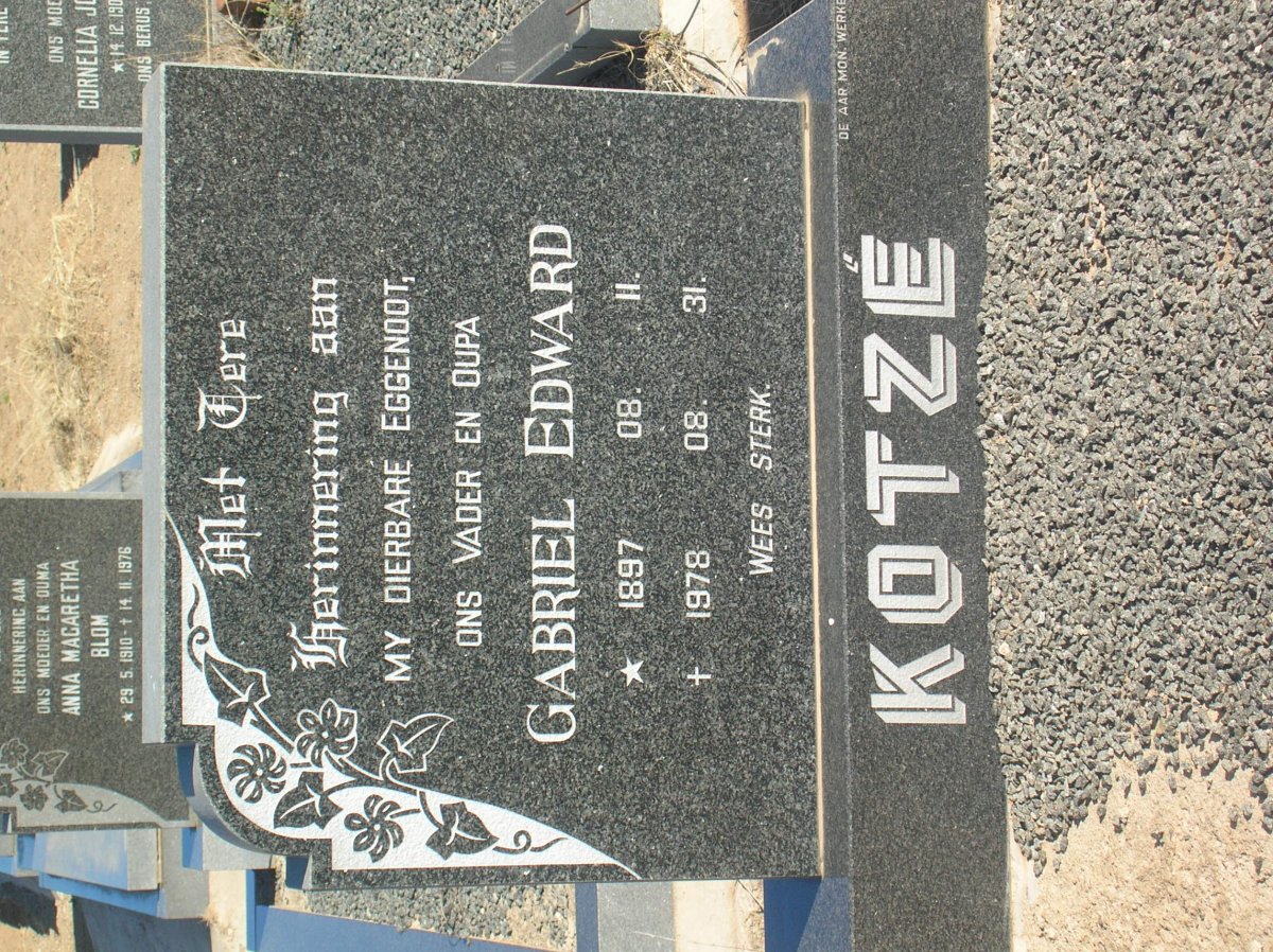 KOTZÉ Gabriel Edward 1897-1978